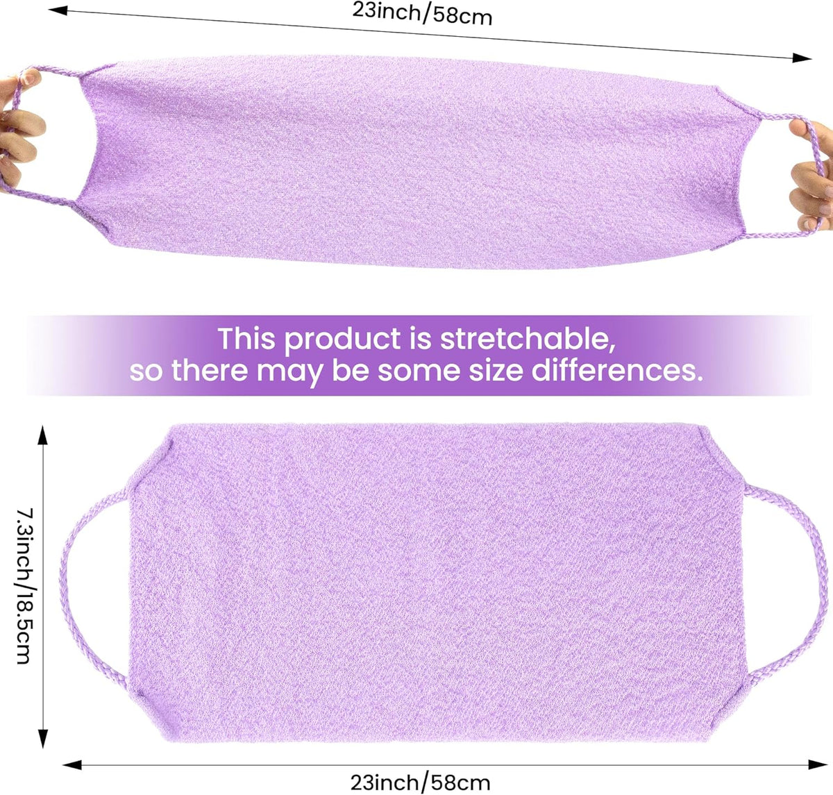 3 Pcs Double-Sided Back Exfoliator Body Scrub Towel, Exfoliating Back Scrubber with