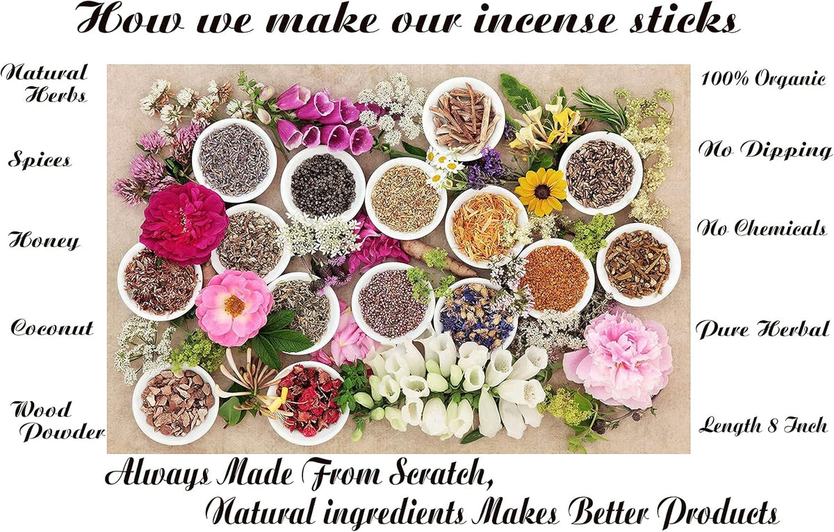 Raajsee Rose Incense Sticks 15 Sticks x 5 Pack -100% Pure Organic Natural Insense-Sticks - Hand