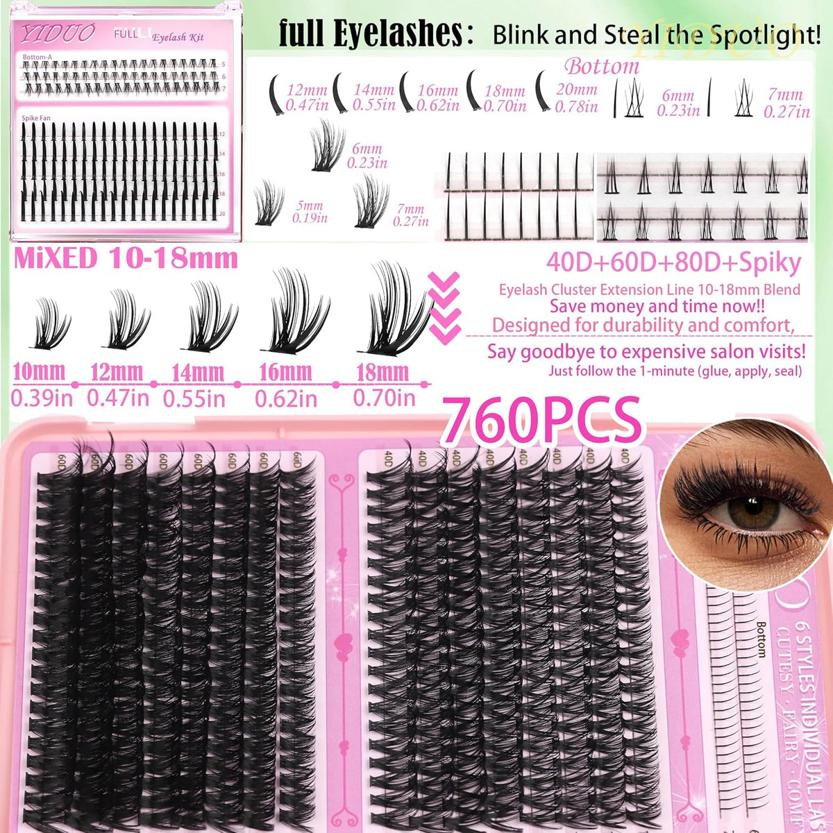 Lashes Clusters Kit 1846Pcs Bulk Packs Volume False Eyelash Extensions D Curl Wispy Individual