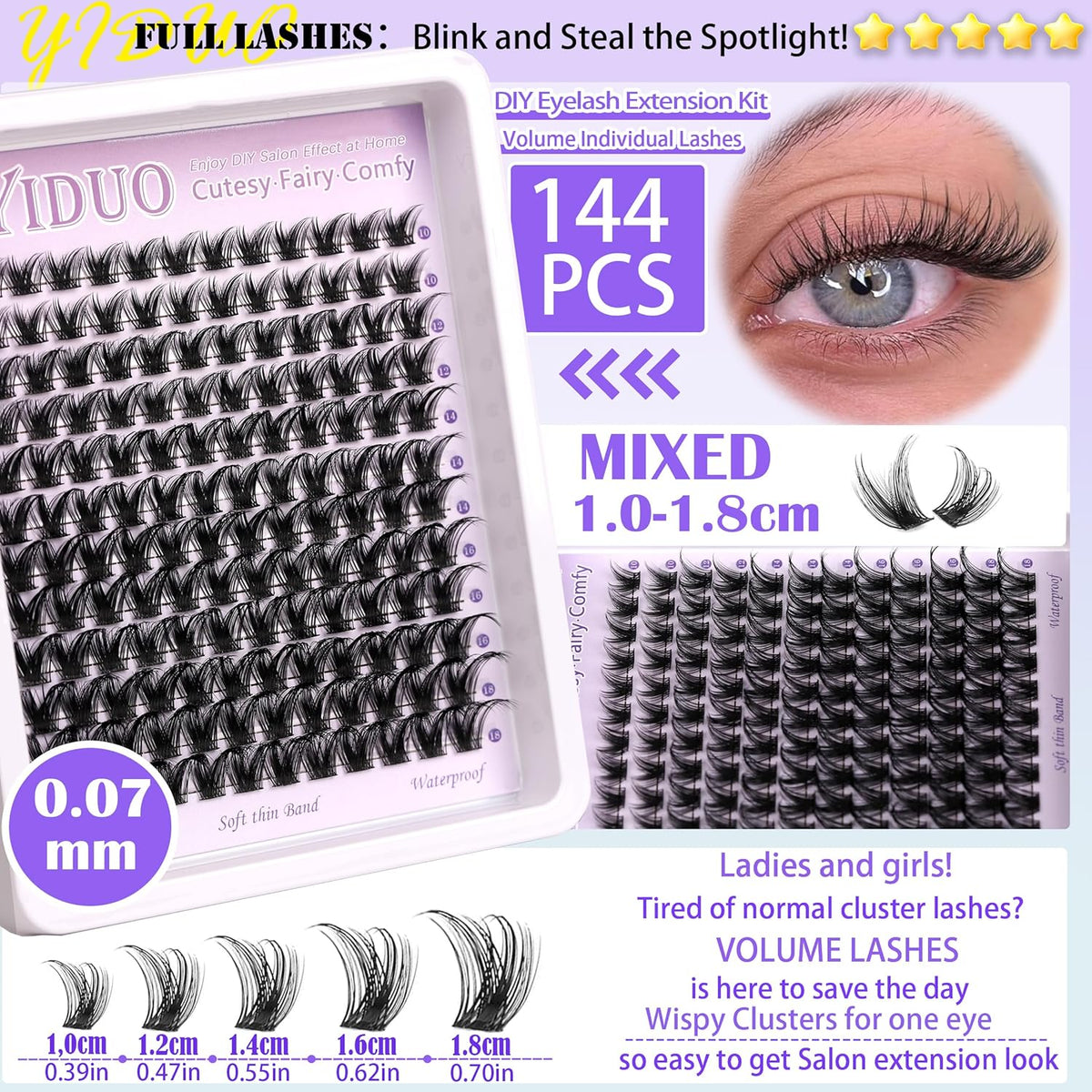 YlDUO Lashes Clusters Kit Gift Packs Natural False Eyelashes Extensions C/D Curl Wispy Individual