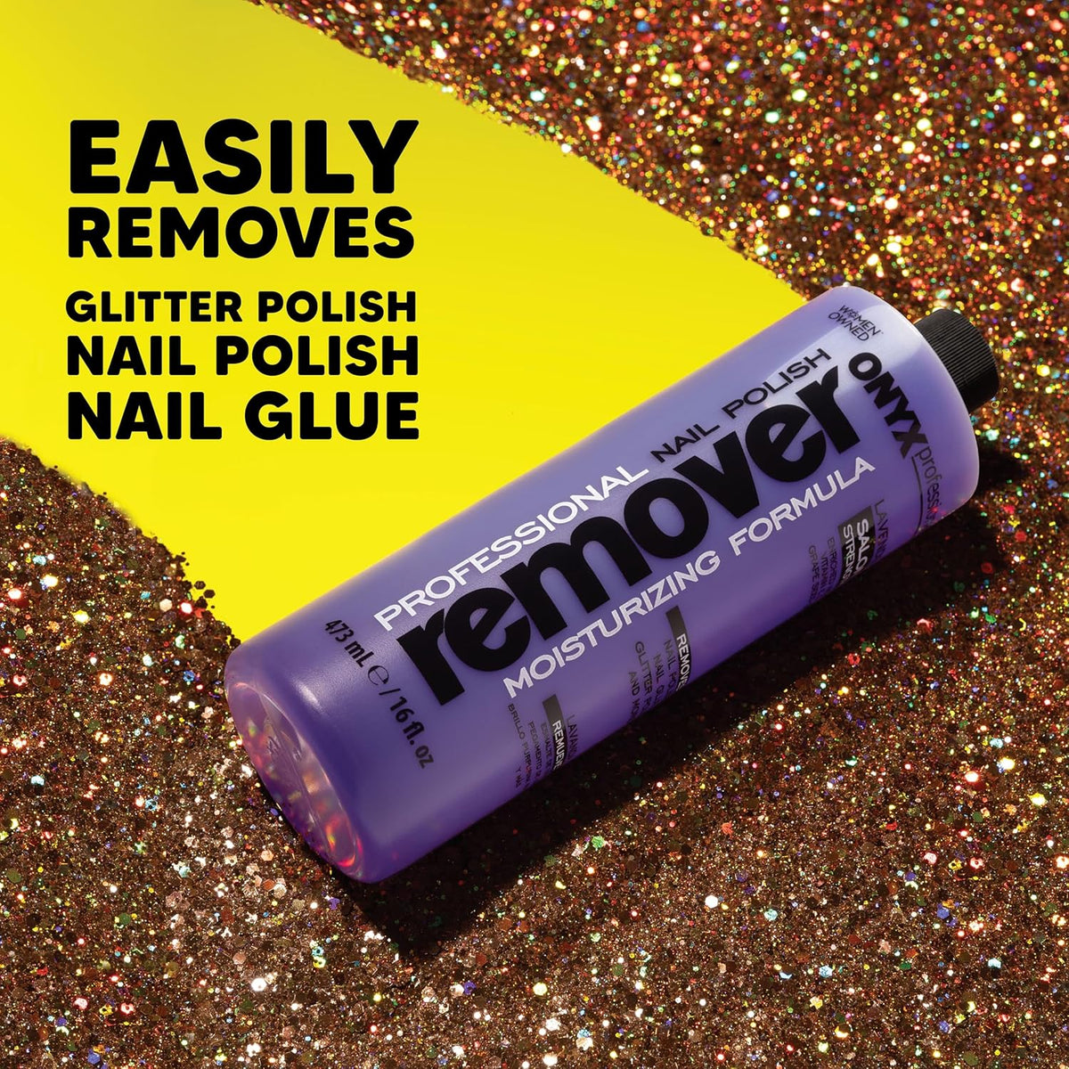 Onyx Professional Nail Polish Remover Kit with 7 inch Nail File, Lavender Scent, Made in USA, 16 fl