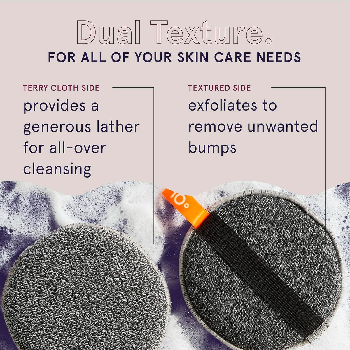 Cleanlogic Detoxify Purifying Charcoal Infused Exfoliating Body Scrubber, Dual-Texture Round