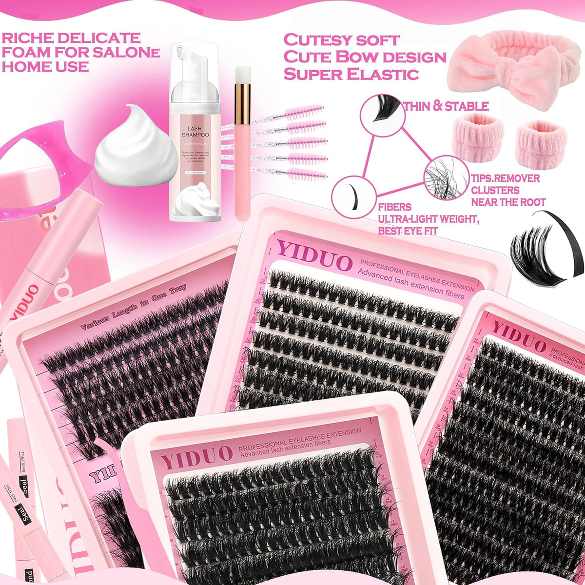 994Pcs Bulk Packs Lashes Clusters Kit Volume False Eyelash Extensions D Curl Wispy Individual Fake