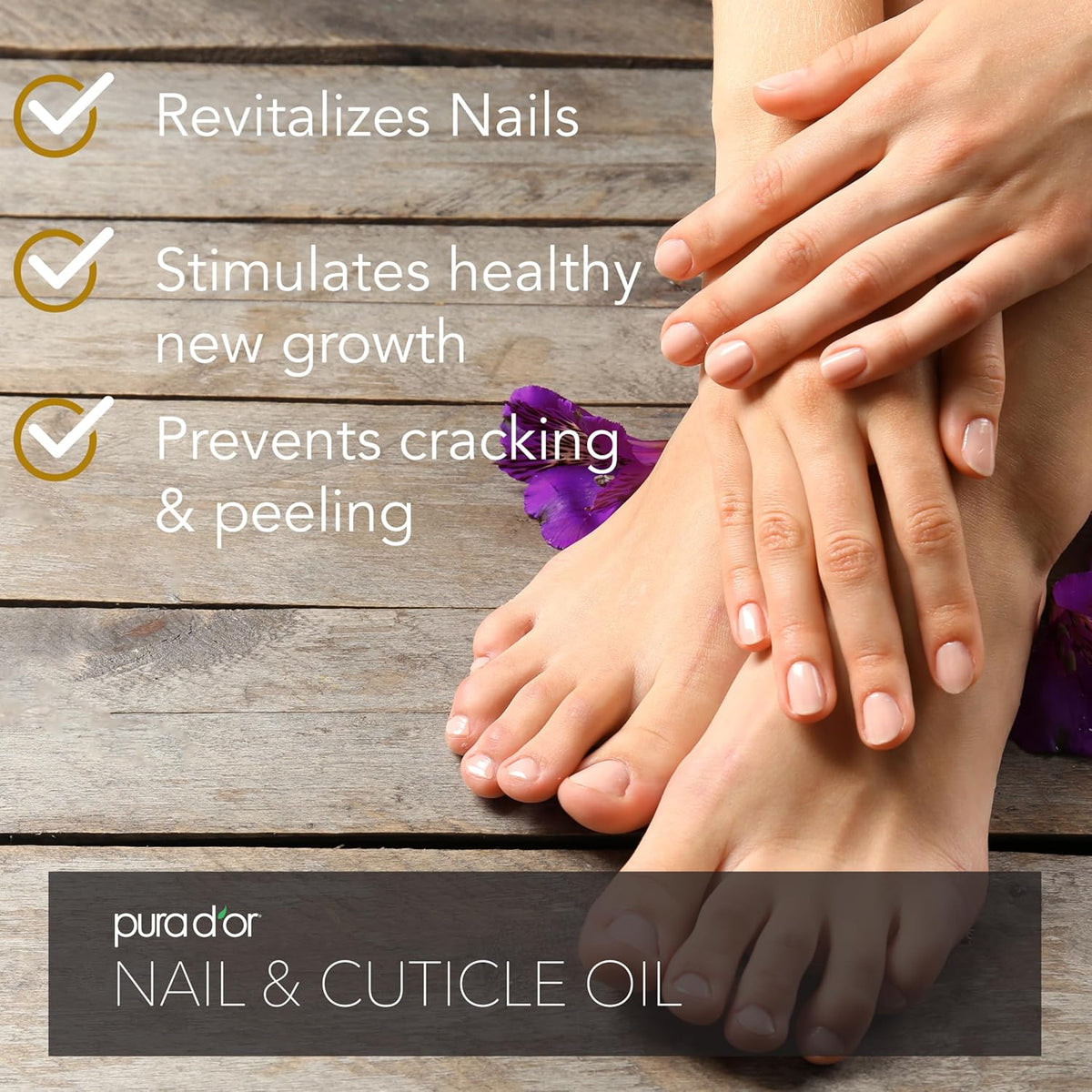 PURA D'OR 4 Oz Nail and Cuticle Oil - Nourishing Treatment with Dropper - Natural Blend Enriched