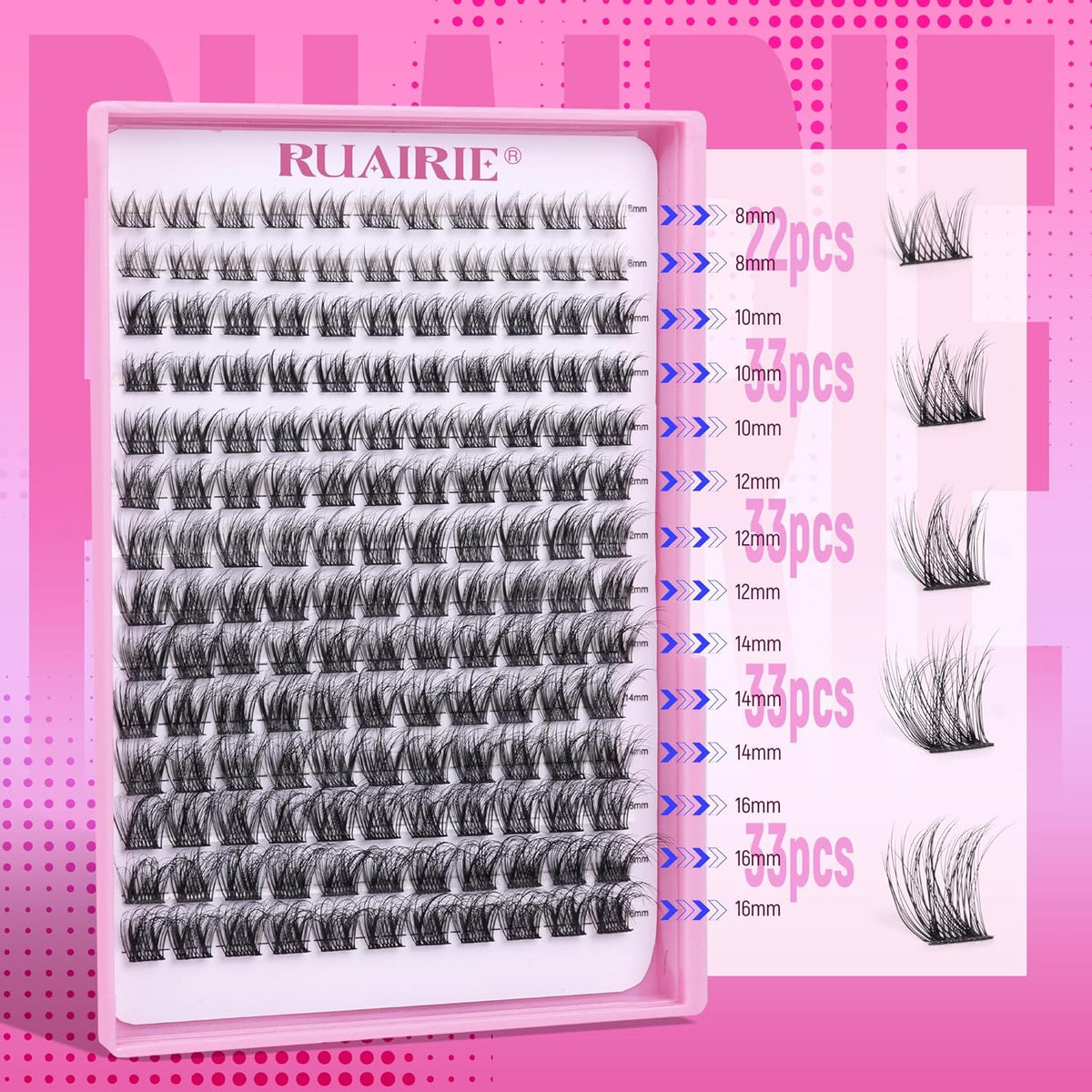 Ruairie Lash Clusters Wispy Eyelash Cluster Eyelash Extensions 154pcs Full Volume Cluster Lashes