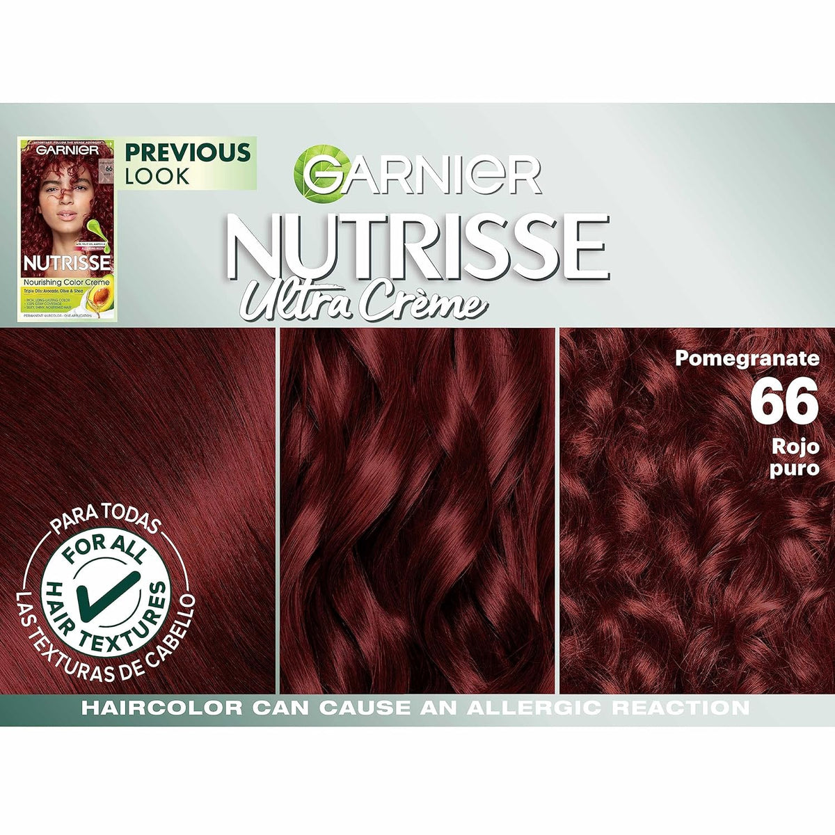 Garnier Hair Color Nutrisse Nourishing Creme, 66 True Red (Pomegranate) Permanent Hair Dye, 2 Count