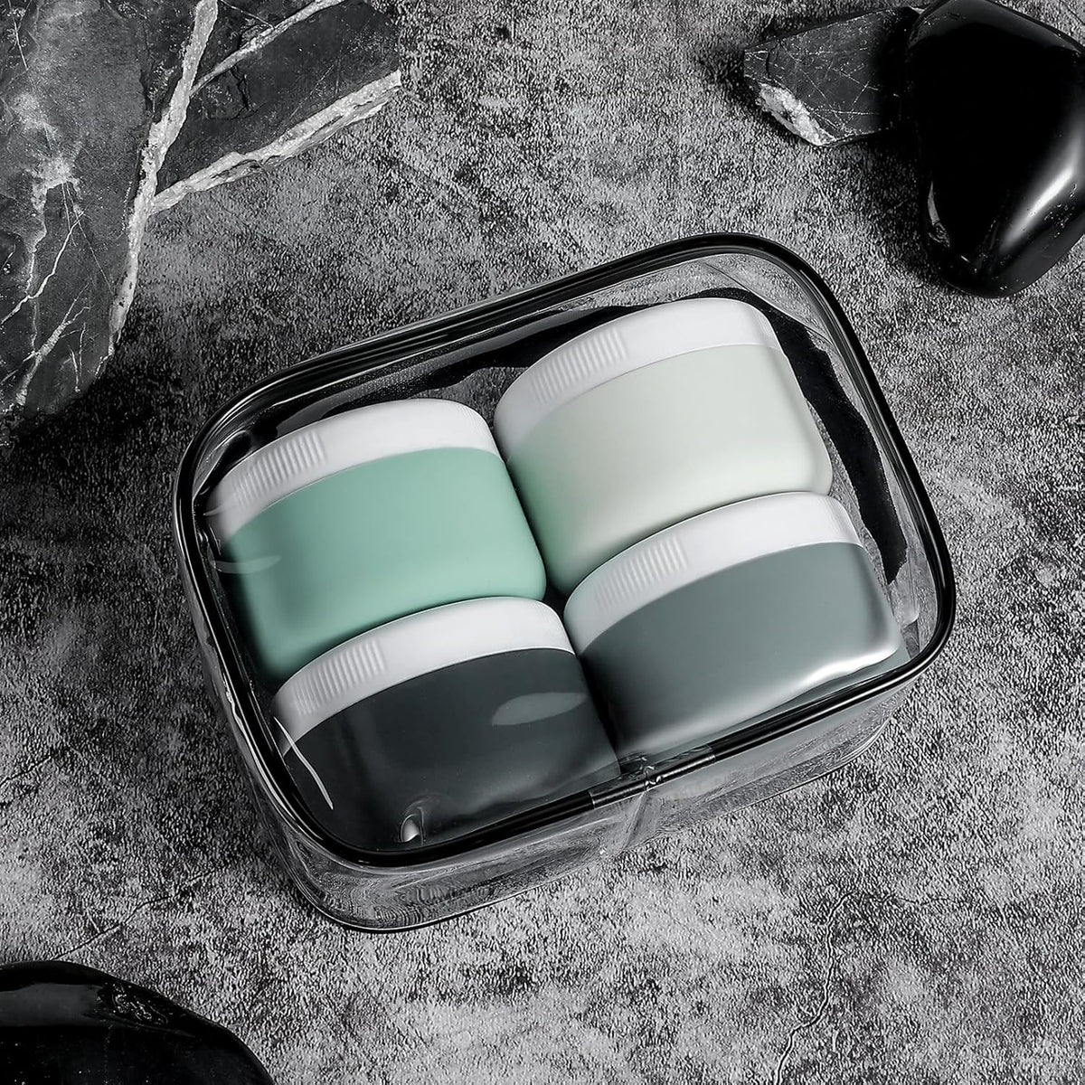 Travel Containers for Toiletries, Silicone Cream Jars BPA-Free, Leak-proof 2oz Travel Size