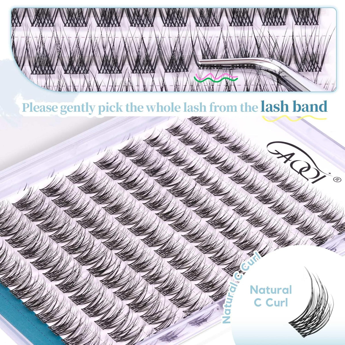 GAQQI Lash Clusters Wispy & Natural Eyelash Clusters Clear Band, 10-14mm Cluster Lashes 120PCS