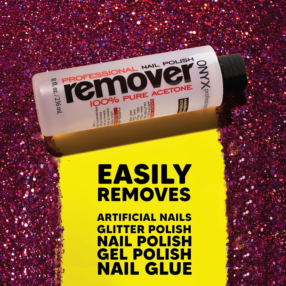 Onyx Professional 100% Pure Acetone Nail Polish Remover Kit with 7 inch Nail File, 8 fl oz - Made