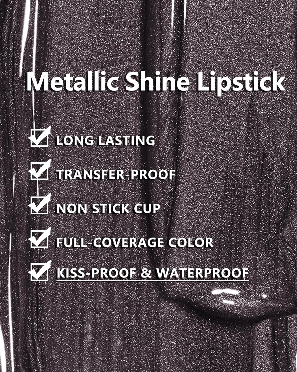 MAKI YIKA Metallic Lipstick for Women Black Lipsticks Long Lasting Glitter Lipstick No Smudge No