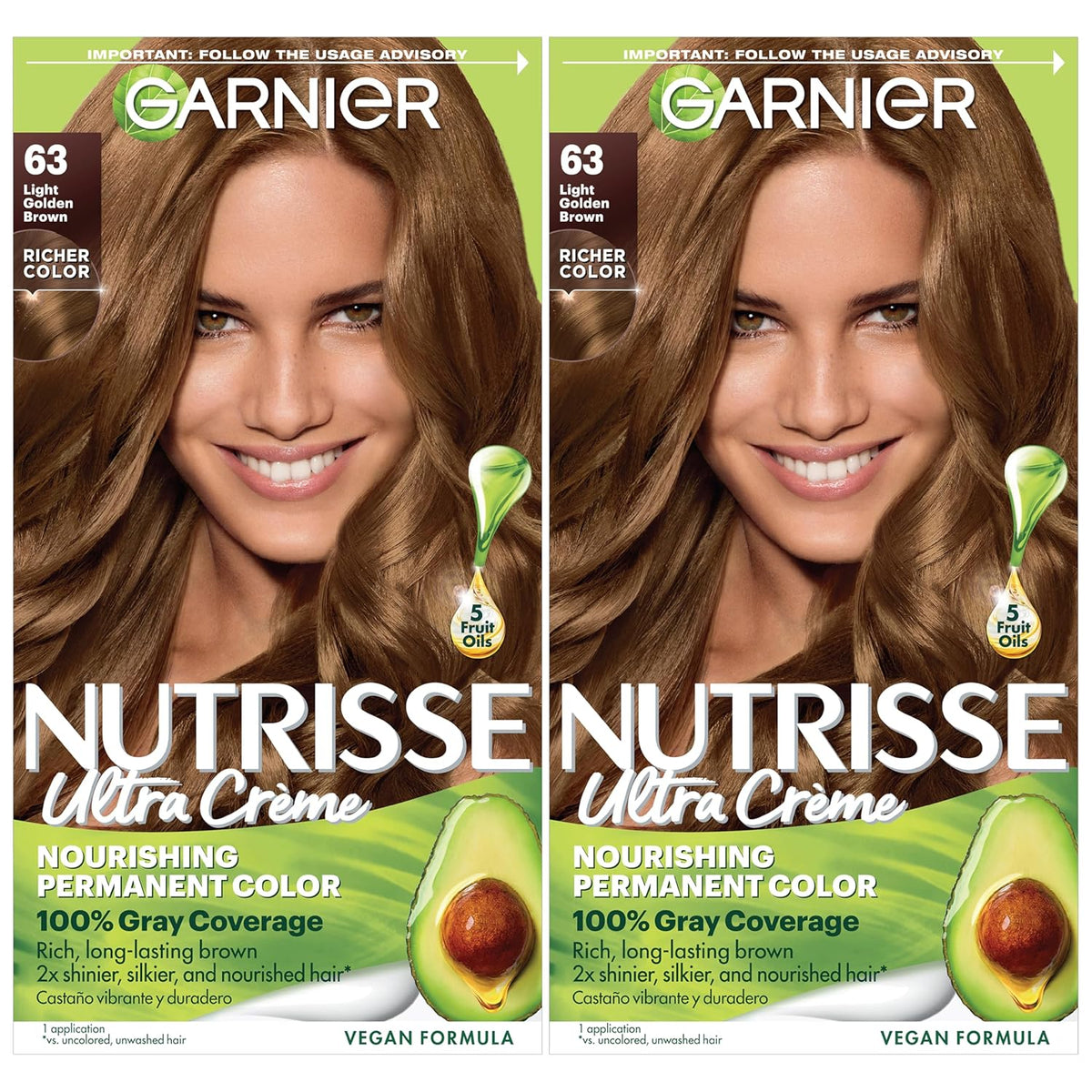 Garnier Hair Color Nutrisse Nourishing Creme, 63 Light Golden Brown (Brown Sugar) Permanent Hair