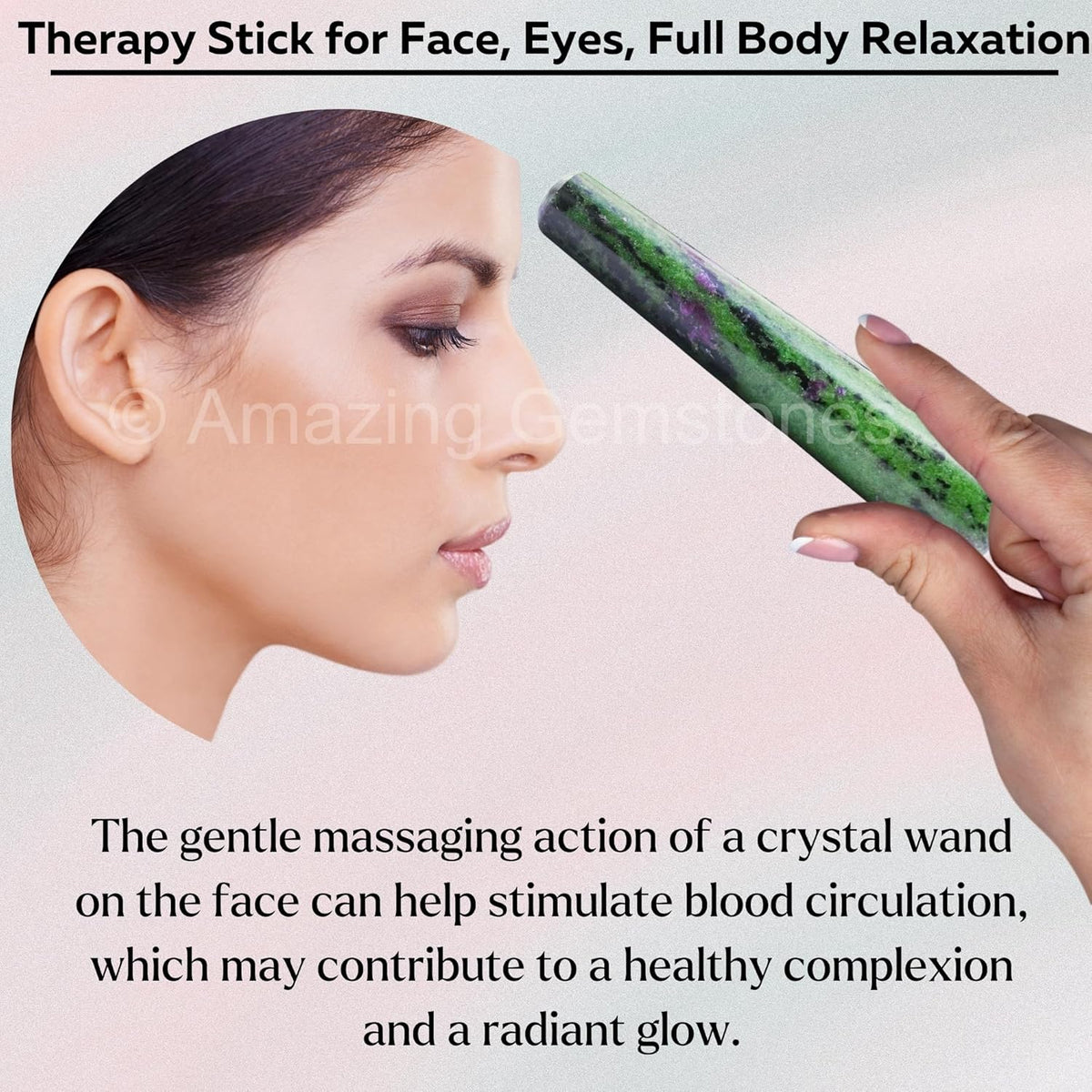 Amazing Gemstone Ruby Zoisite Crystal Wand Massage Stick - Pelvic Wand Gua Sha for Adults