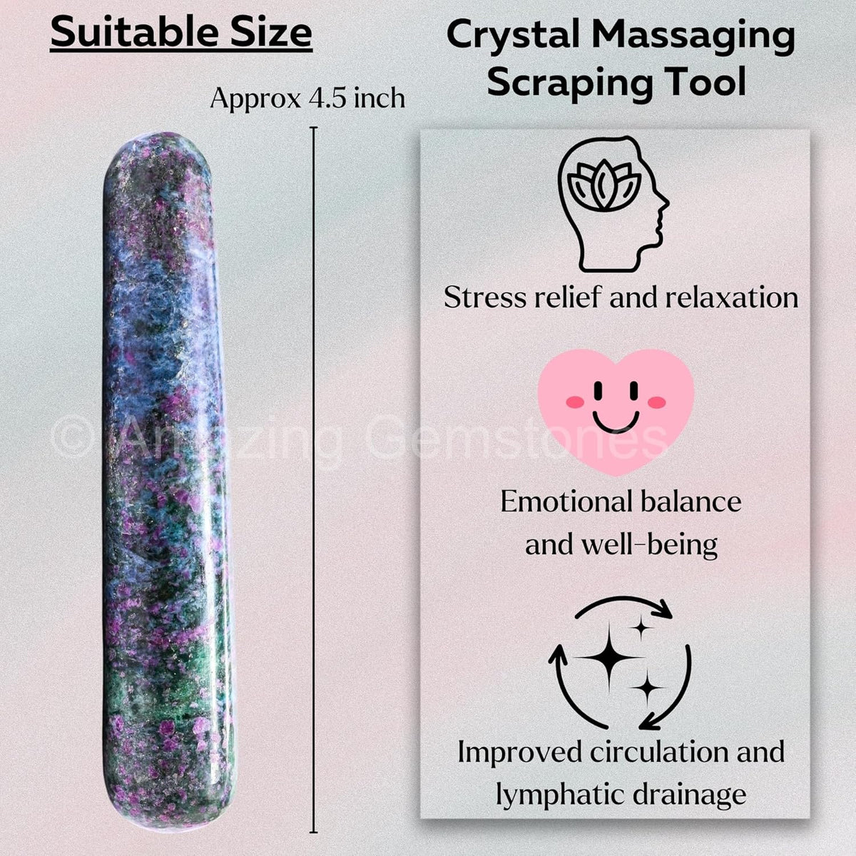 Amazing Gemstone Ruby Kyanite Crystal Wand Massage Stick - Pelvic Wand Gua Sha for Adults