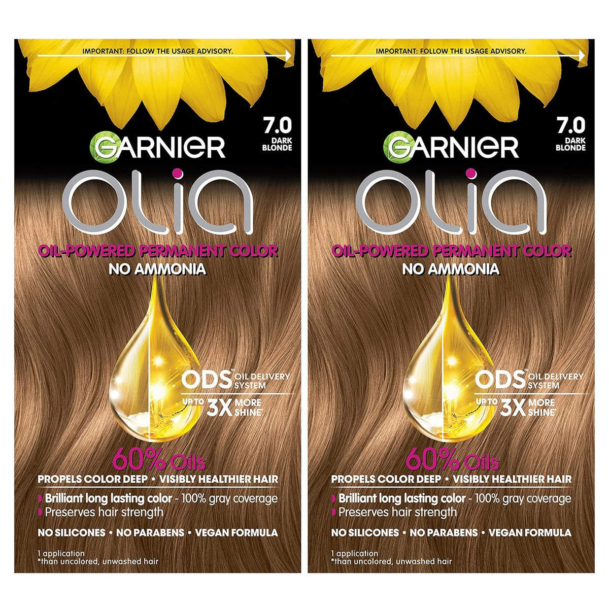 Garnier Hair Color Olia Ammonia-Free Brilliant Color Oil-Rich Permanent Hair Dye, 7.0 Dark Blonde