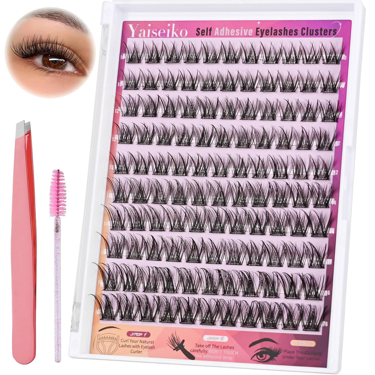 Self Adhesive Eyelashes Kit Wispy Eyelash Extension Self Adhesive Lashes Reusable Press on Lashes