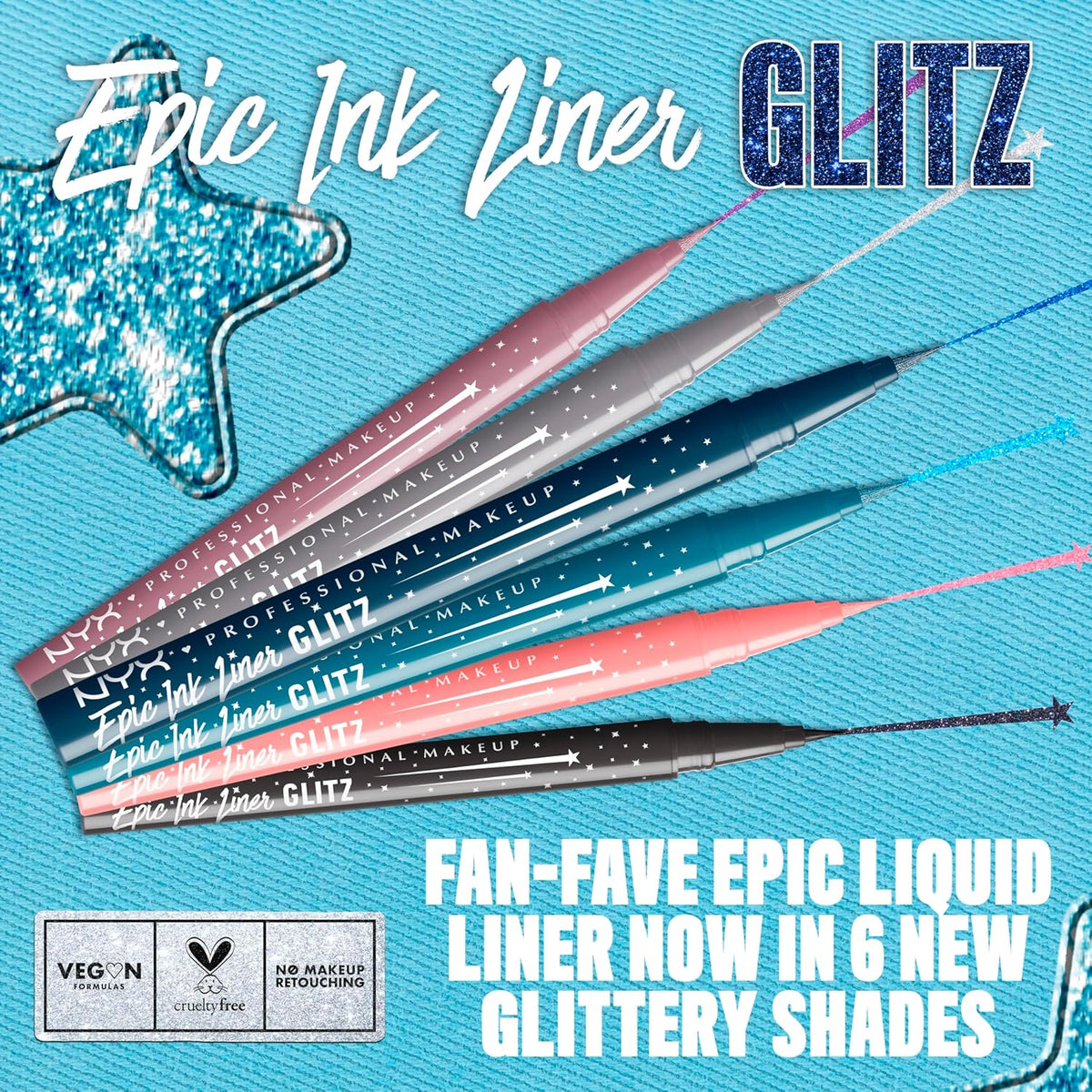 NYX PROFESSIONAL MAKEUP Epic Ink Glitz Liner, Waterproof Metallic Liquid Eyeliner with Vegan