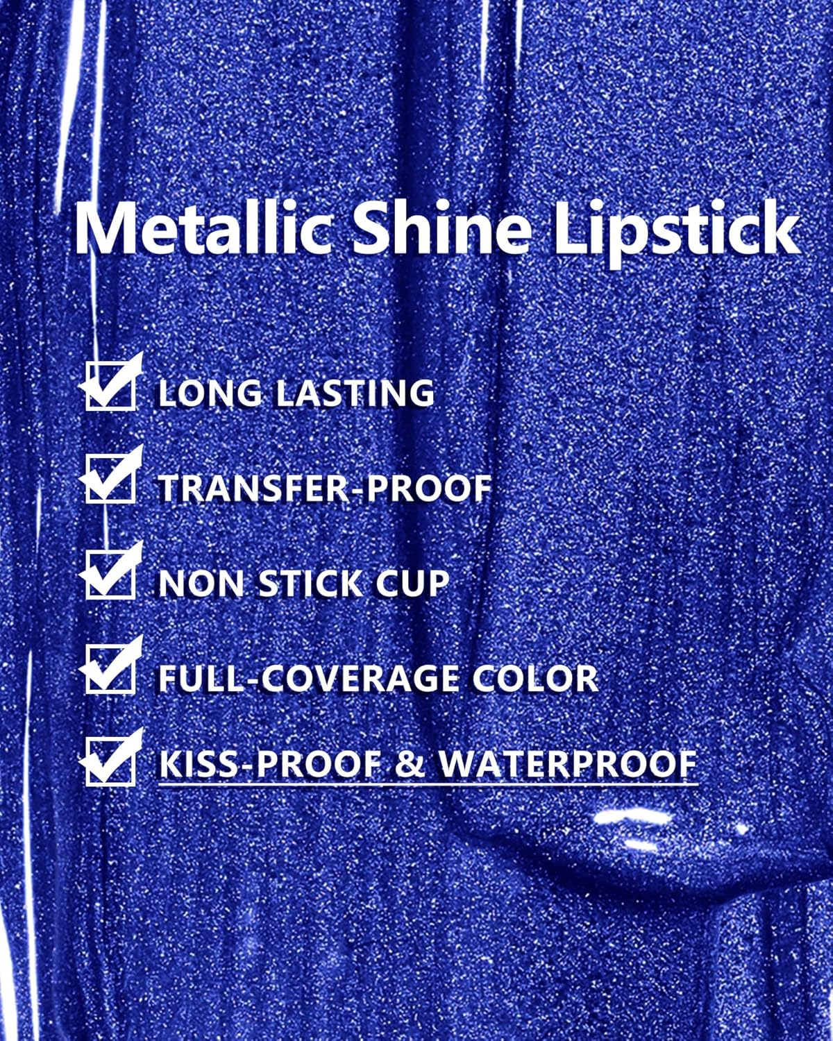 MAKI YIKA Blue Lipstick for Women Metallic Lipsticks Glitter Long Lasting Lipstick No Smudge No