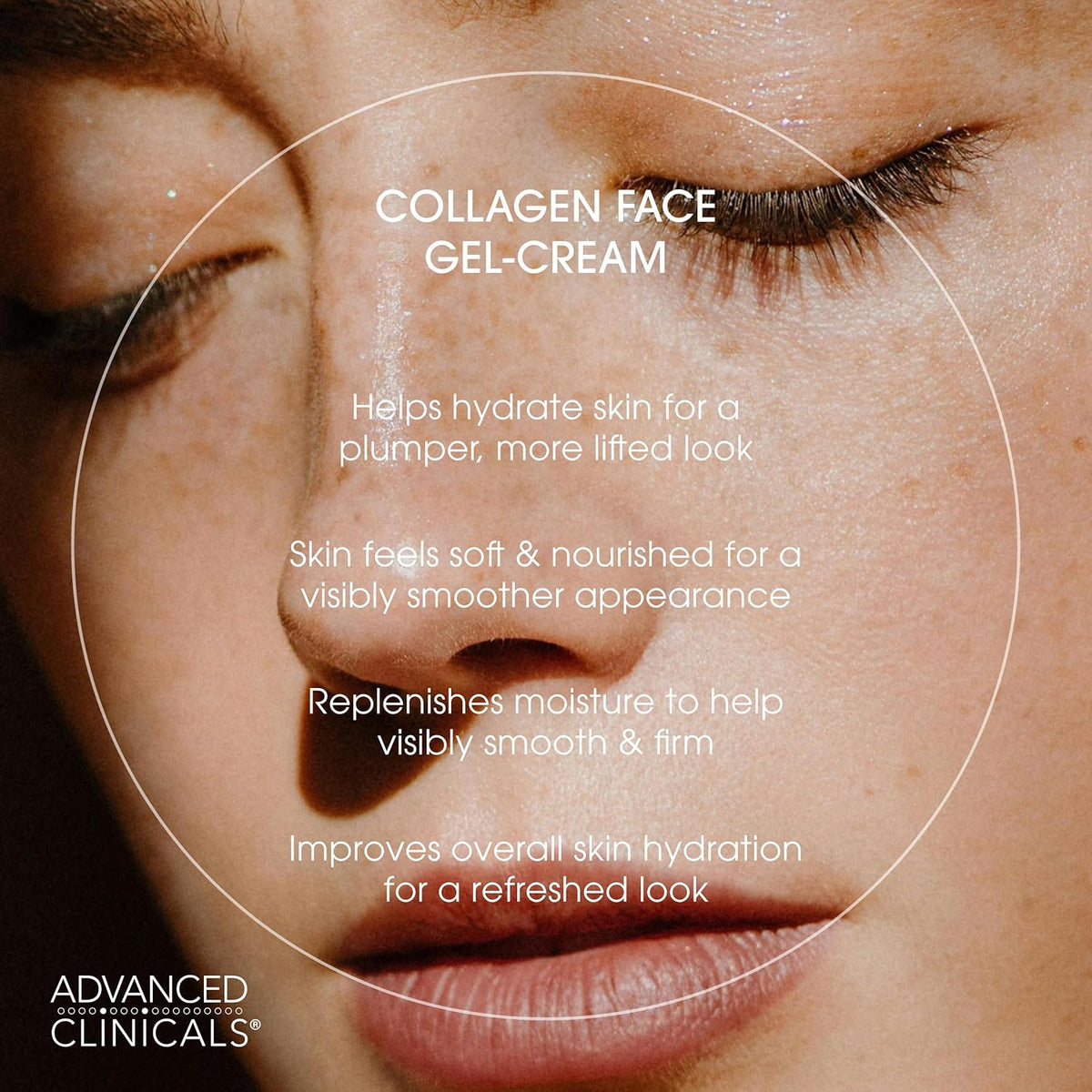 Advanced Clinicals Collagen Cream Gel-Like Facial Lotion | Collagen Peptide + Hyaluronic Acid