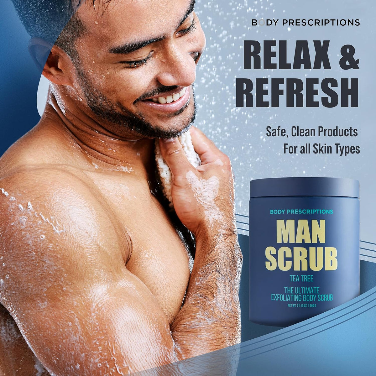 Body Prescriptions Men’s Exfoliating Body Scrub – Ultimate Skin Cleansing Wash in Jar with