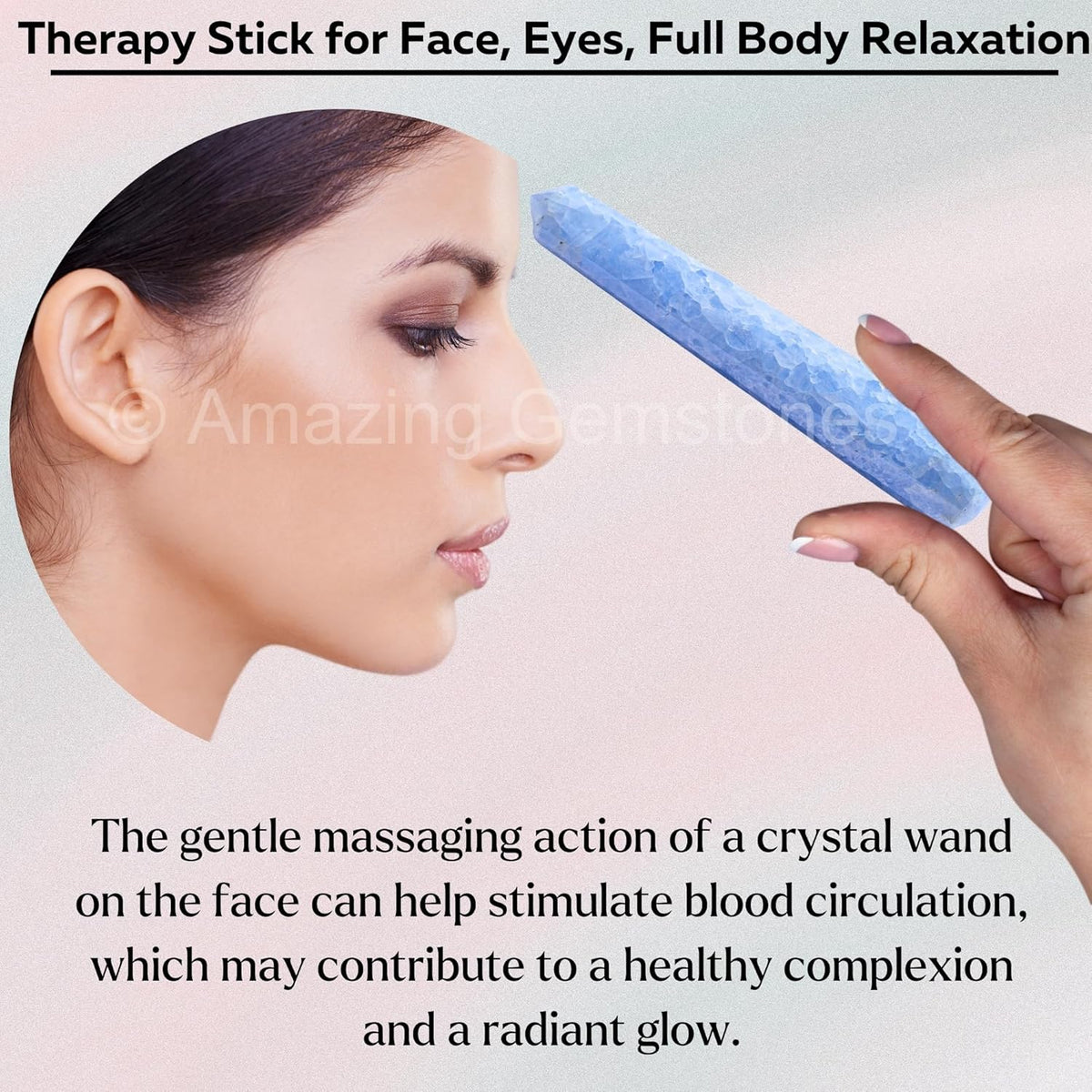 Amazing Gemstone Blue Calcite Crystal Wand Massage Stick - Pelvic Wand Gua Sha for Adults