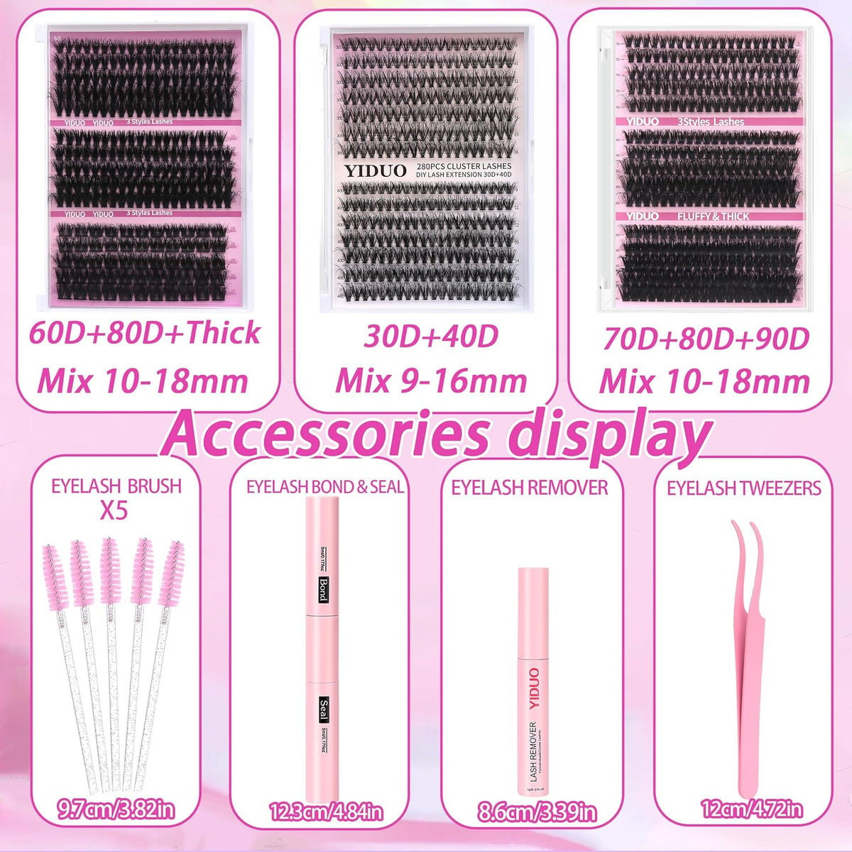 Lashes 7 style Mixed C-Curl False Eyelashes Extensions Clusters Lashes Kit Gift Packs 835Pcs with