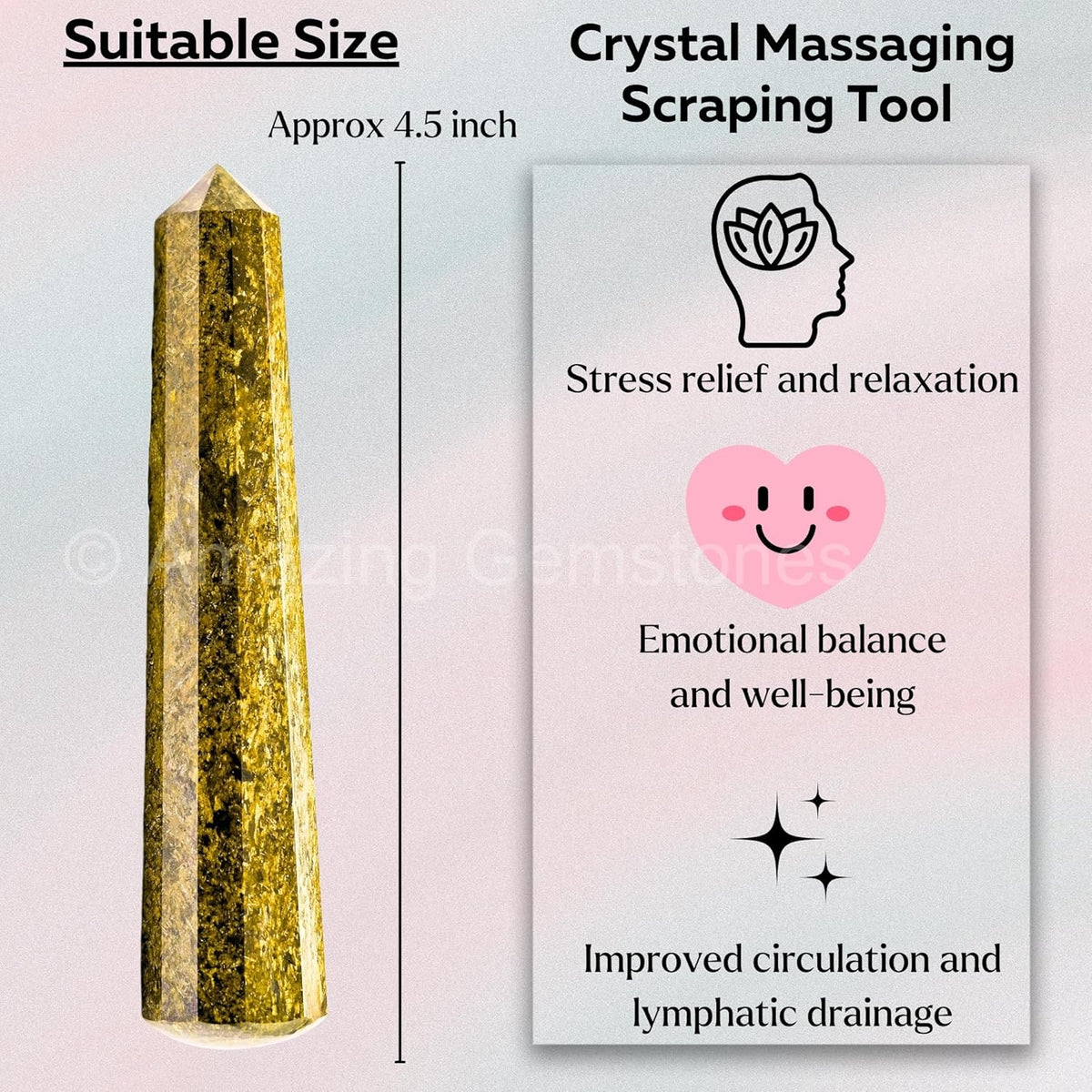 Amazing Gemstone Bronzite Crystal Wand Massage Stick - Pelvic Wand Gua Sha for Adults - Crystals