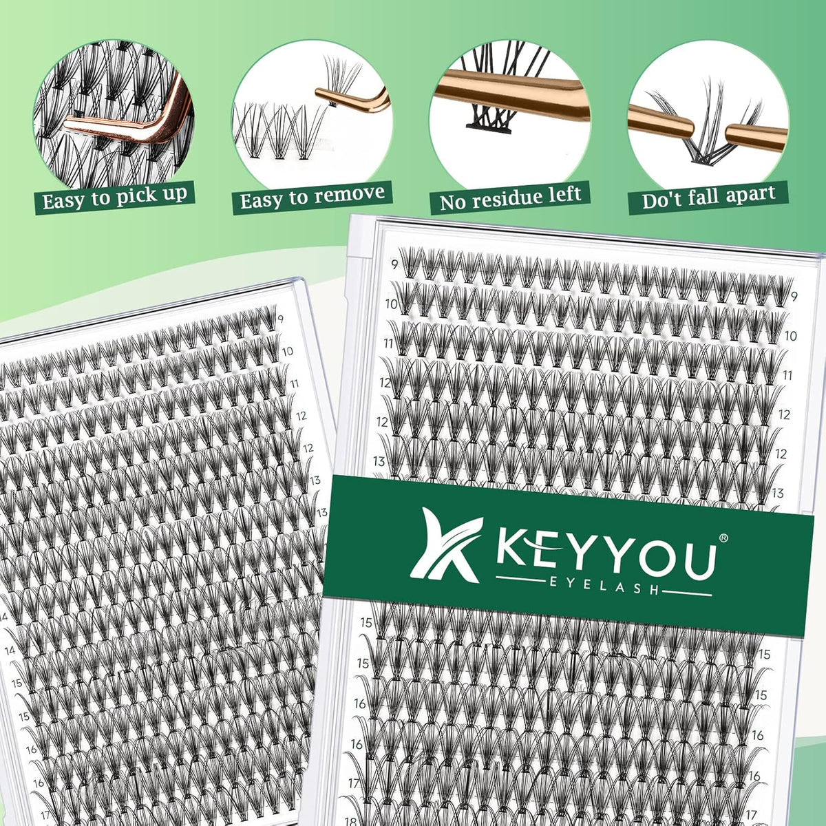 Lash Clusters 300Pcs Individual Lashes 20D 0.07C Curl 9-18MIX Lash Extensions Clusters Lashes
