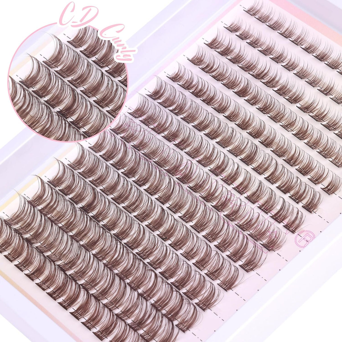 Brown Lash Clusters Wispy Natural Eyelash Clusters Eyelash Extensions 196pcs D-Curly DIY Individual