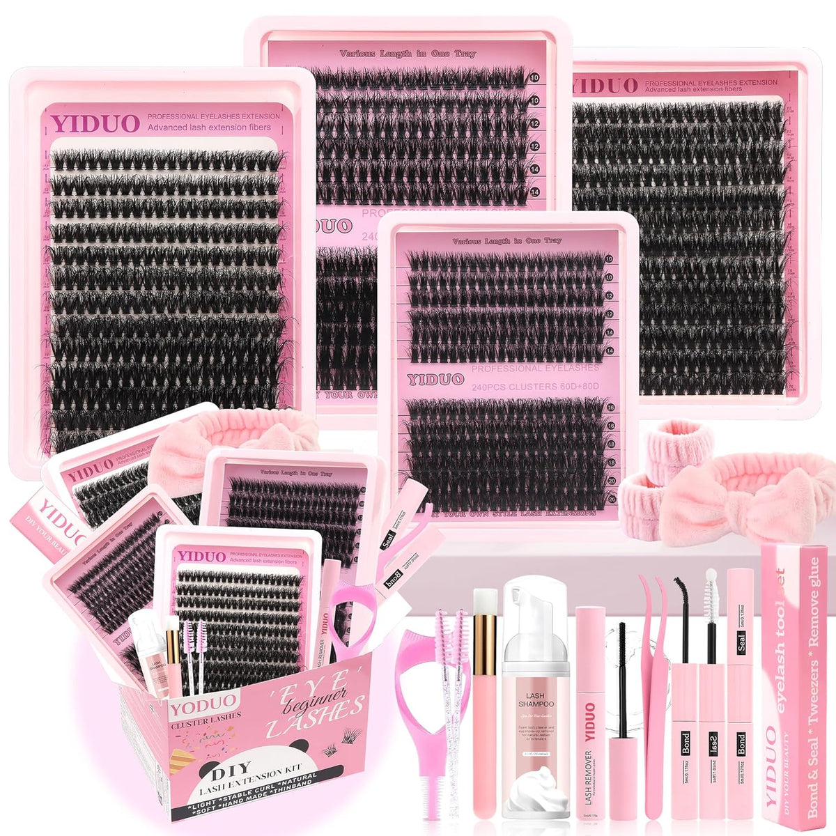 994Pcs Bulk Packs Lashes Clusters Kit Volume False Eyelash Extensions D Curl Wispy Individual Fake