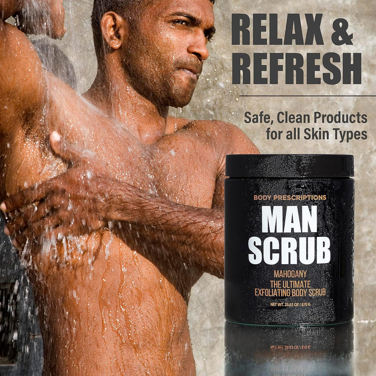 Body Prescriptions Men’s Exfoliating Body Scrub – Ultimate Skin Cleansing Wash in Jar with