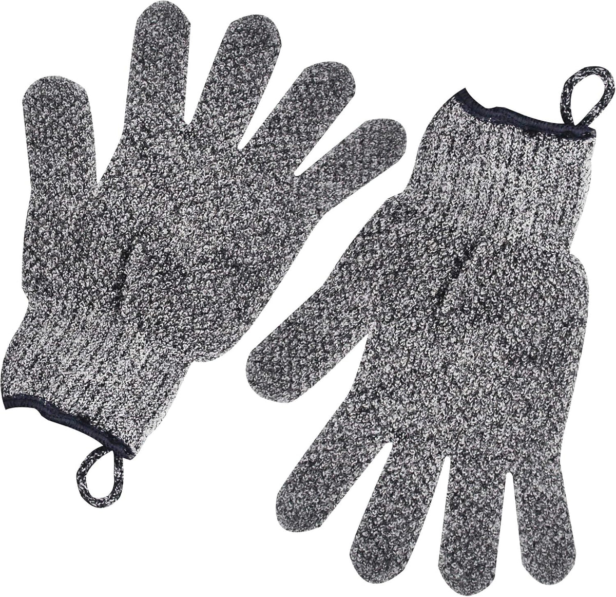 Exfoliating Gloves with Hanging Loop - 1 Pair Bamboo Charcoal Bath/Shower Gloves, Bath Gloves for