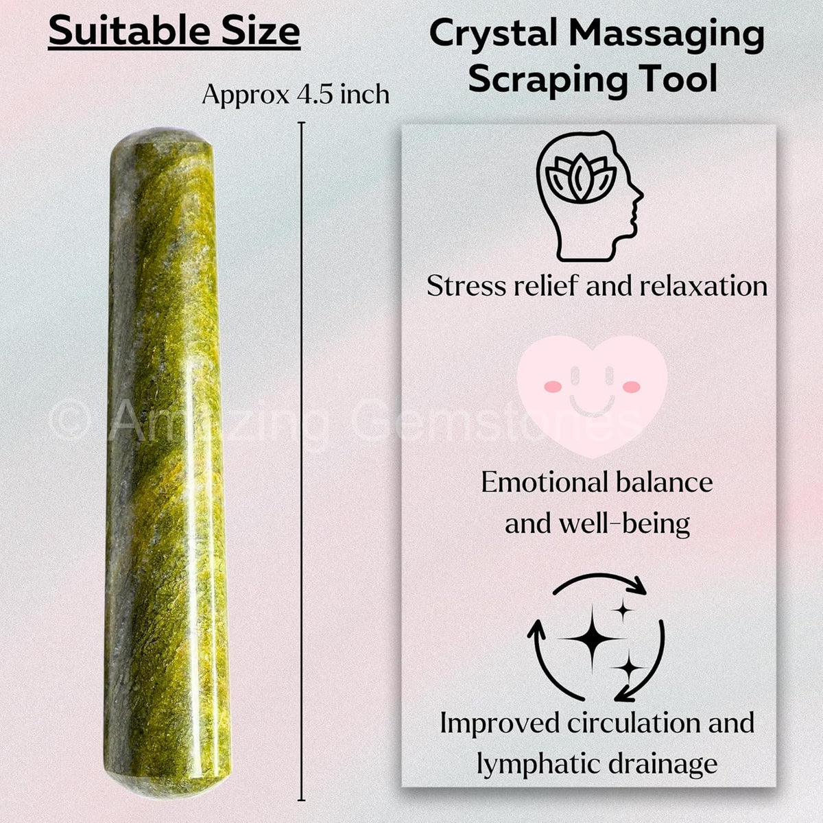 Amazing Gemstone Vesuvianite Crystal Wand Massage Stick - Pelvic Wand Gua Sha for Adults - Crystals