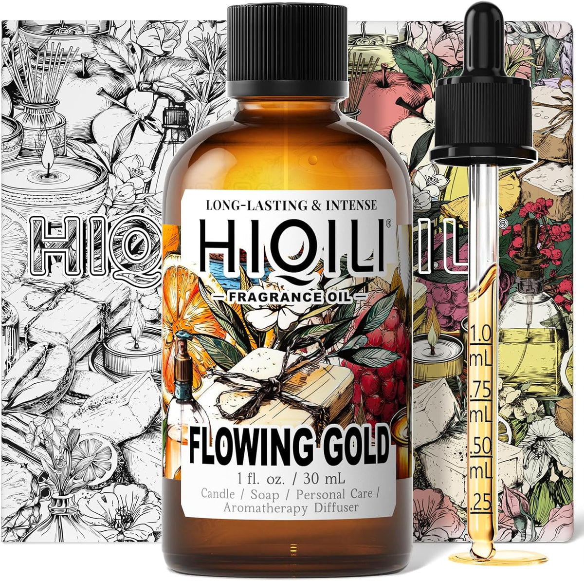 HIQILI Flowing Gold Fragrance Oil - Perfect for Soap & Candles, Inspired by R.Bane One-Mill, Men's