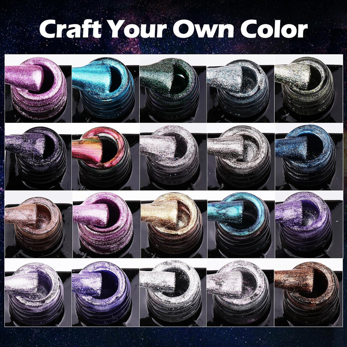 Clara Colors Magnetic Nail Polish - 20 Colors Cat Eye Gel Polish Kit Holographic Glitter Cat Eye