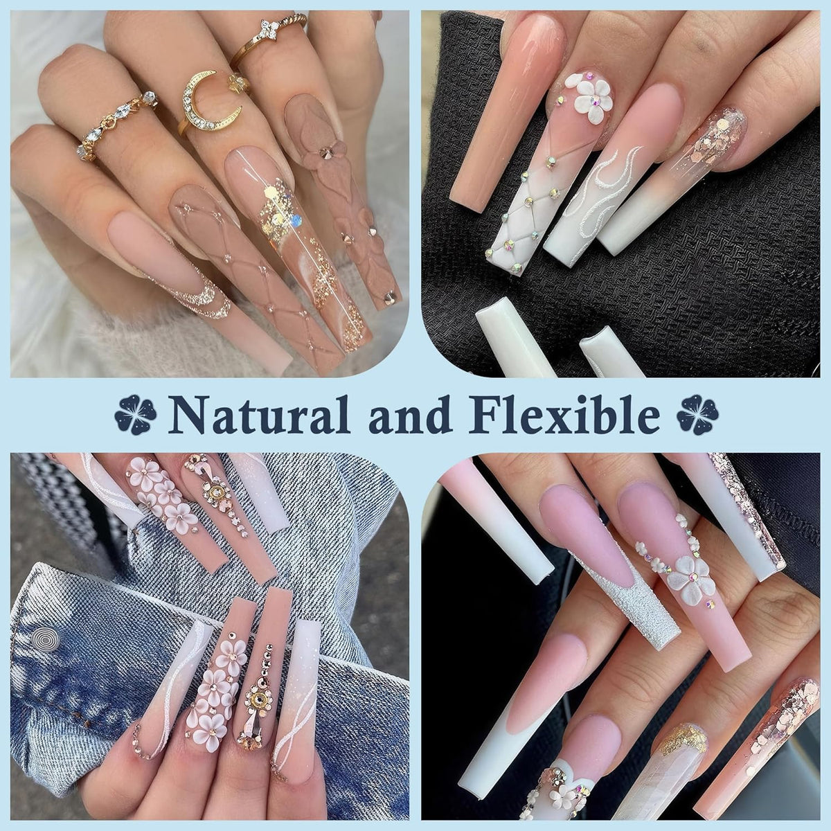 XXL Long Half Cover Coffin Nails Tips, 240 Pcs Clear Gel Acrylic Nails False Nail Tips Coffin, 12