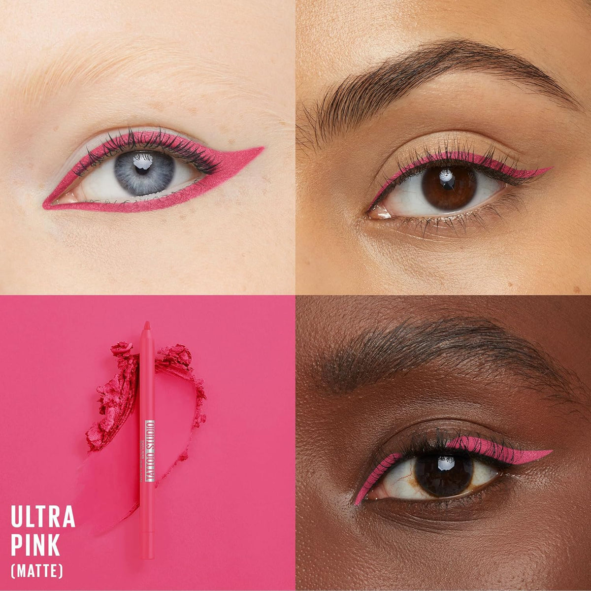 Maybelline New York Tattoo Studio Long-Lasting Sharpenable Eyeliner Pencil, Glide on Smooth Gel
