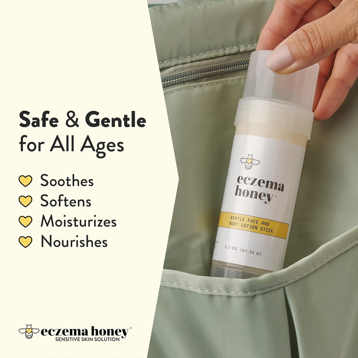 ECZEMA HONEY Gentle Face & Body Lotion Stick - Moisturizing Colloidal Oatmeal Hand Cream for