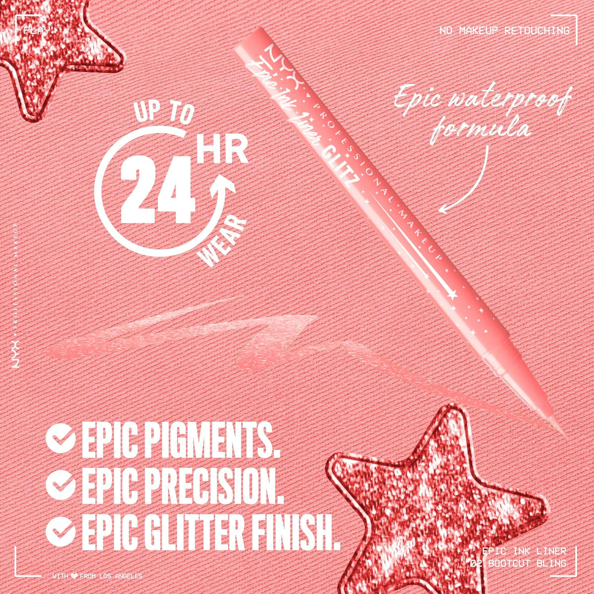 NYX PROFESSIONAL MAKEUP Epic Ink Glitz Liner, Waterproof Metallic Liquid Eyeliner with Vegan