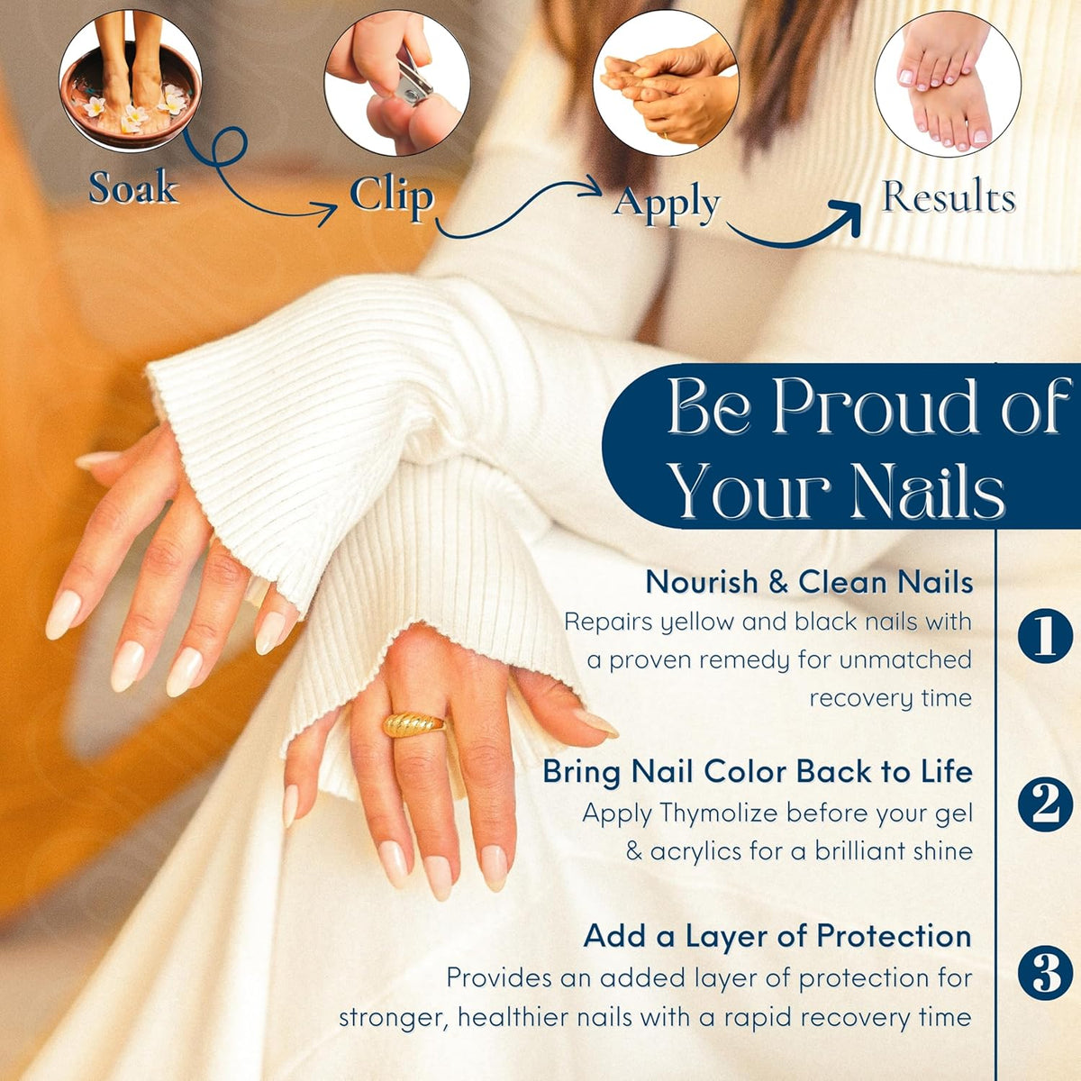 Thymolize Nail Repair for Damaged Nails | Thick Ingrown Toenail Treatment Care | Nail Whitener for