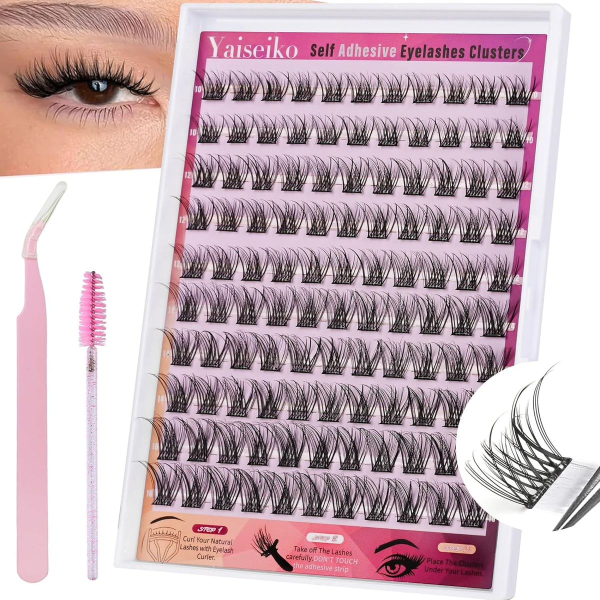 Self Adhesive Eyelashes Clusters Kit Lash Clusters DIY Eyelashes Pre Glued Lashes Extensions No