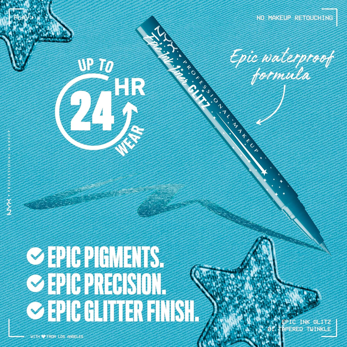 NYX PROFESSIONAL MAKEUP Epic Ink Glitz Liner, Waterproof Metallic Liquid Eyeliner with Vegan