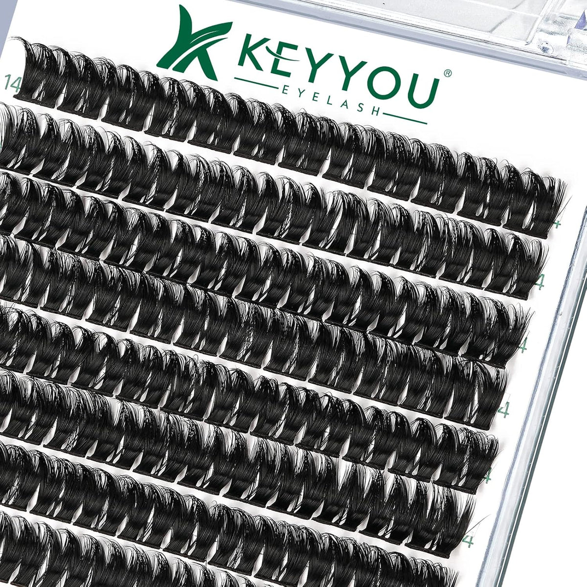 KEYYOU Volume Wispy Lash Extension 96pcs Individual Lashes D Curl 14mm Soft&Comfortable Easy DIY at