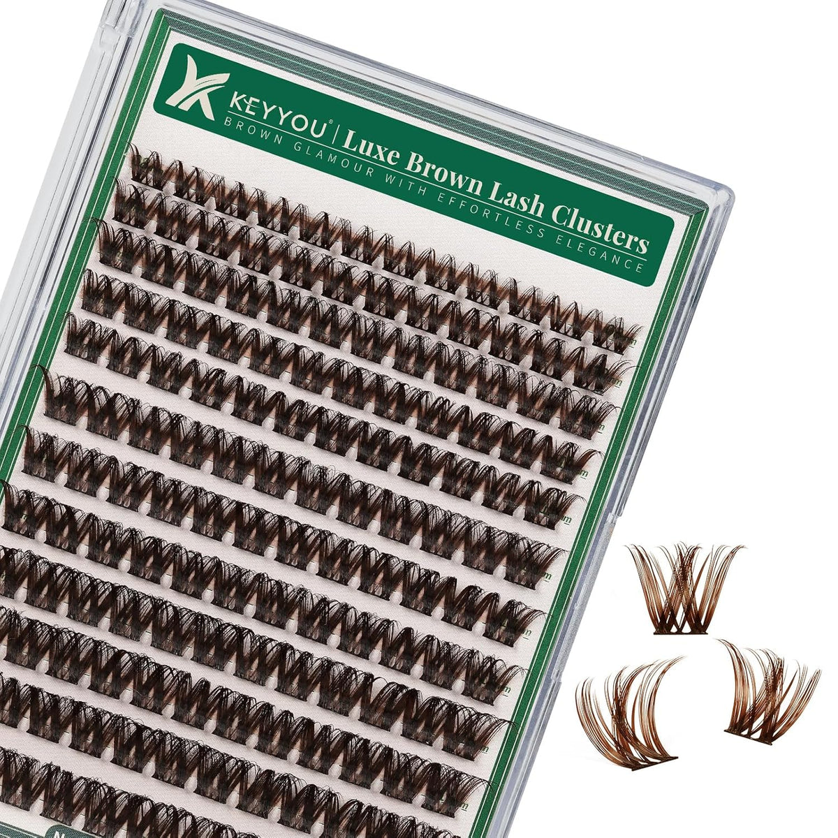 KEYYOU Brown Lash Clusters 144pcs Eyelash Clusters 8-18MIX D Curl Cluster Lashes Soft Wispy Lash
