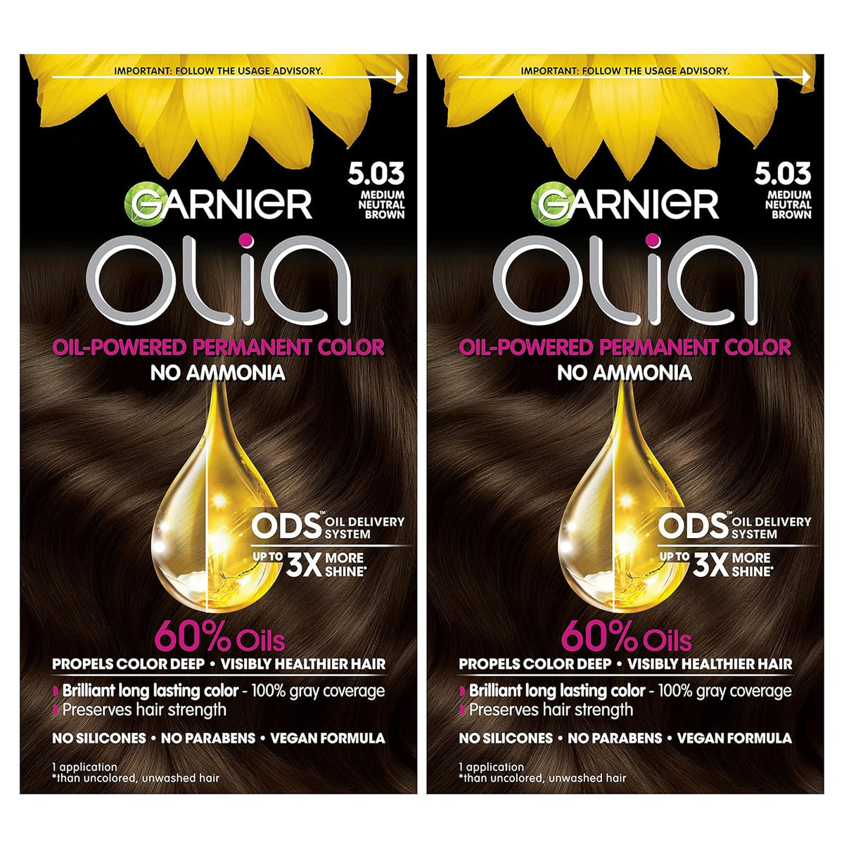 Garnier Hair Color Olia Ammonia-Free Brilliant Color Oil-Rich Permanent Hair Dye, 5.03 Medium