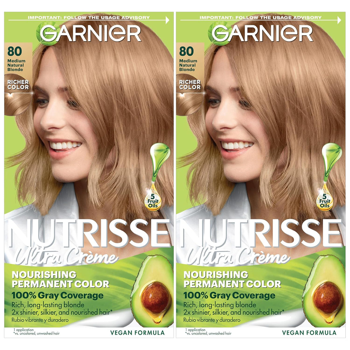 Garnier Hair Color Nutrisse Nourishing Creme, 80 Medium Natural Blonde (Butternut) Permanent Hair