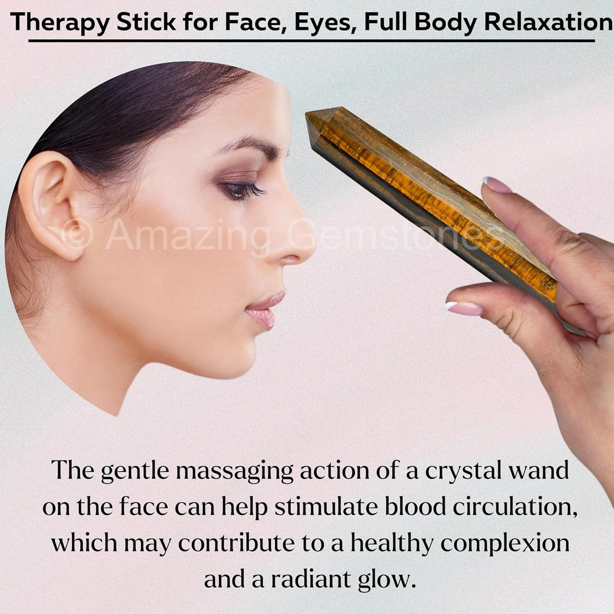Amazing Gemstone Tiger Eye Crystal Wand Massage Stick - Pelvic Wand Gua Sha for Adults - Crystals