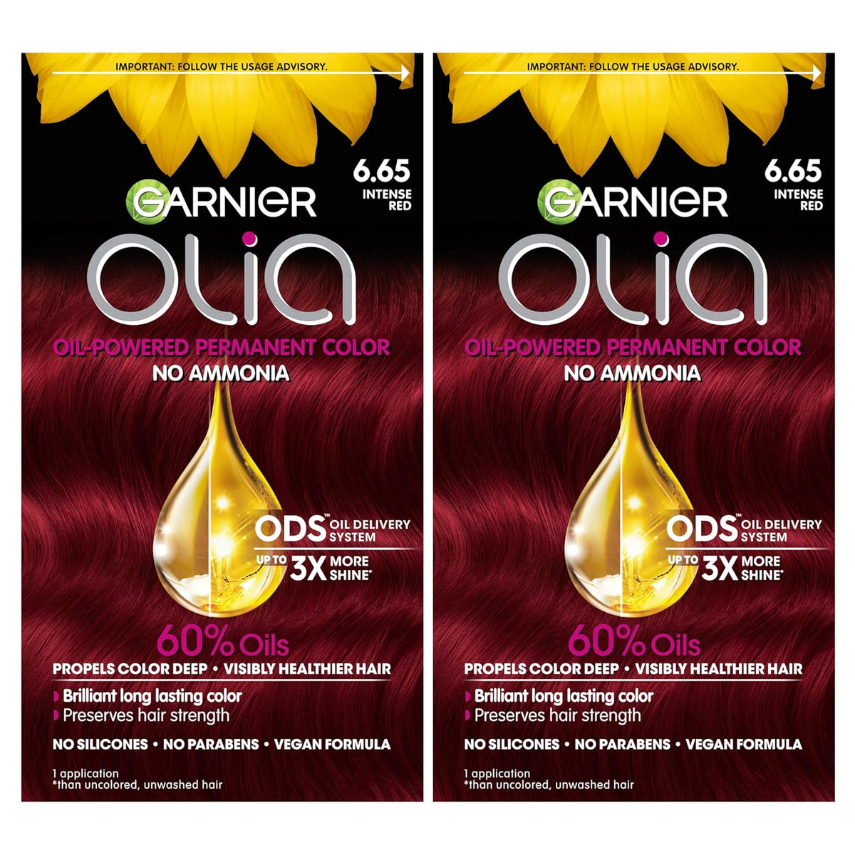 Garnier Olia Hair Color, Oil Powered Ammonia Free Permanent Hair Dye for Long-Lasting Color, 6.65