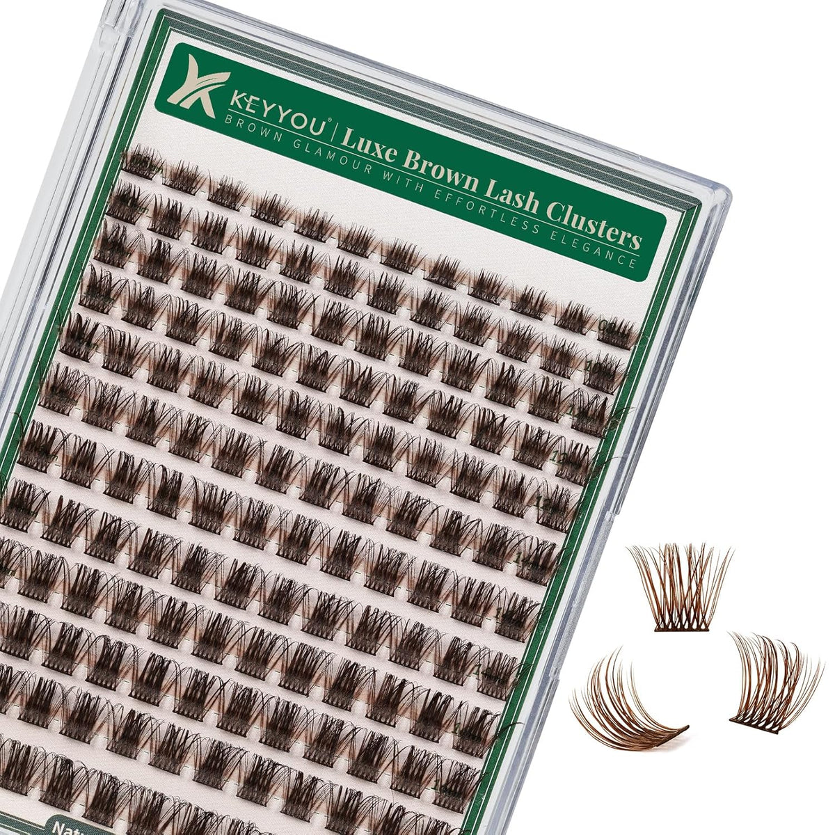 KEYYOU Brown Lash Clusters 144pcs Eyelash Clusters 8-18MIX D Curl Cluster Lashes Soft Wispy Lash