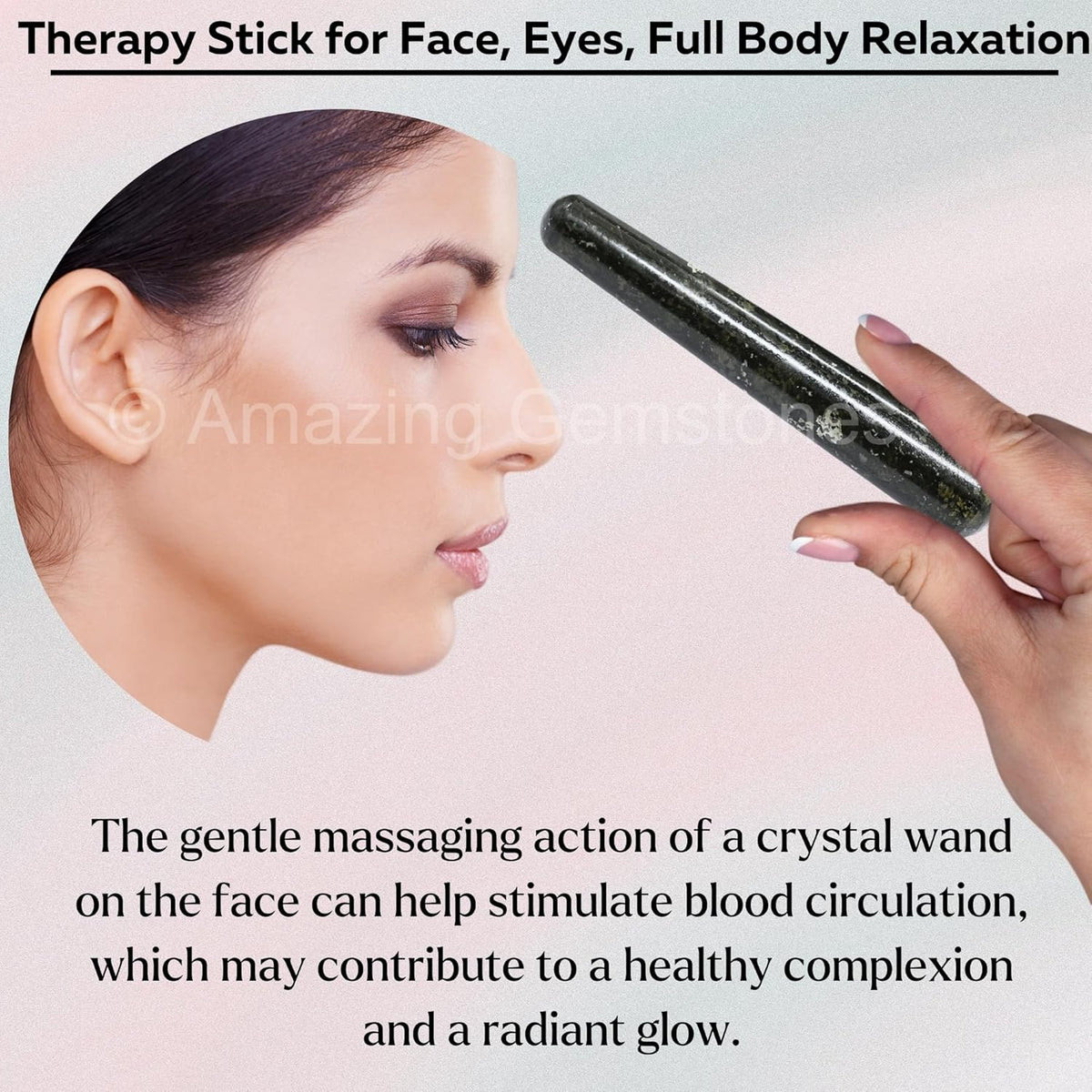 Amazing Gemstone Nuummite Crystal Wand Massage Stick - Pelvic Wand Gua Sha for Adults - Crystals
