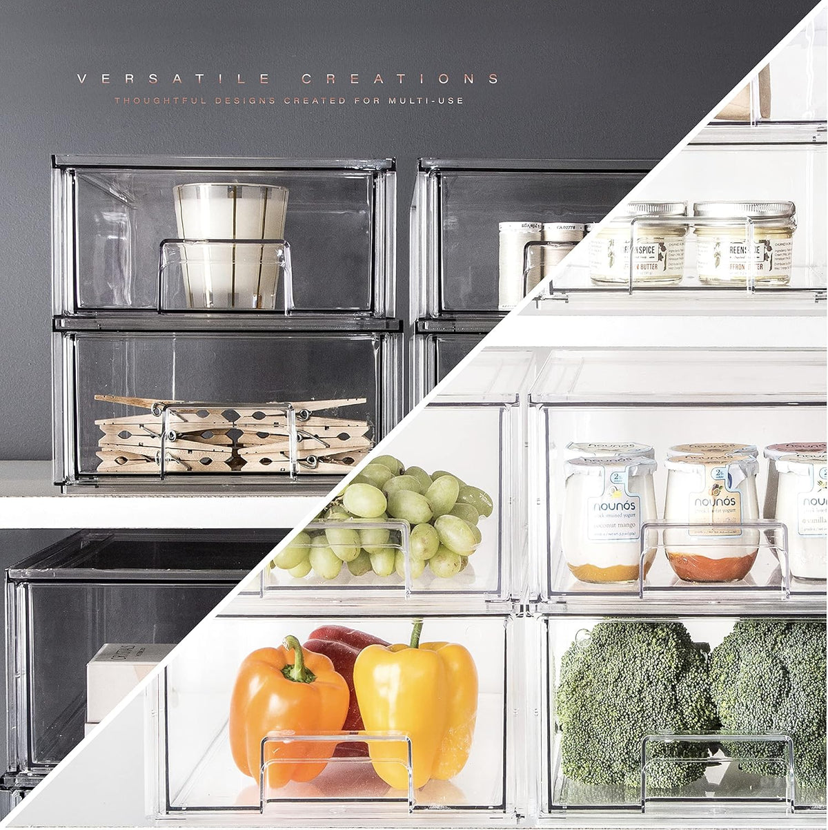 BINO | Stackable Storage Drawers, Small - Clear | THE CRATE COLLECTION | Storage Bins With Drawers